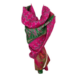 fuchsia grass Indian kantha scarf