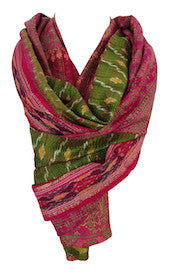 Grass and Cranberry Kantha Scarf - India
