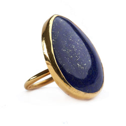 Gold Plate Lapis Ring - Afghanistan