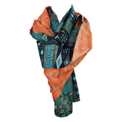 orange marine indian kantha scarf