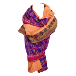 peach purple indian kantha scarf